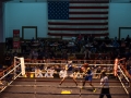 Melissa Wurster of American Top Team Indianapolis battles Stephanie Malone in the state Golden Gloves championships at Tyndall Armory in Indianapolis, Ind., on Thursday, April 26, 2018. Photo by Lucas Carter/www.lucascarter.com.
